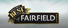 Best of Fairfield award badge recognizing Blue Wave Orthodontics excellence in dental care services.