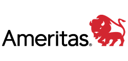 Ameritas logo with red bull symbol and black text on white background.